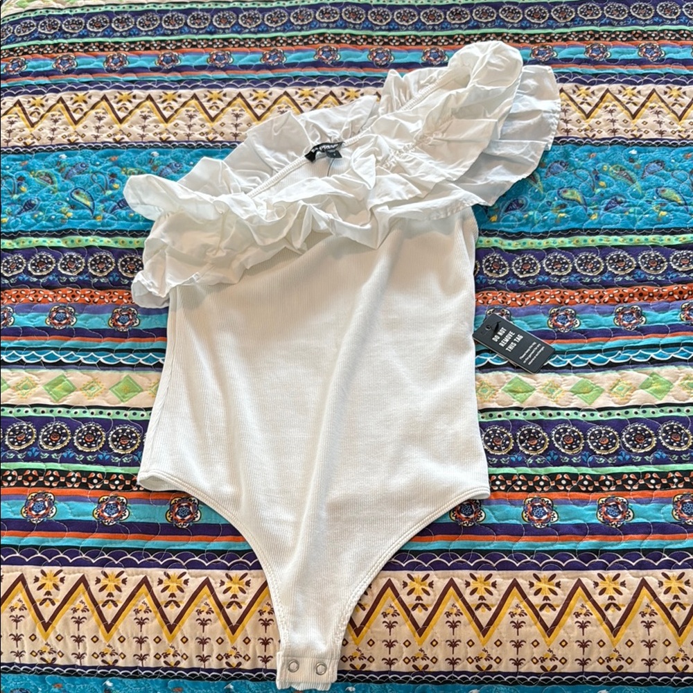 Express White Bodysuit Top Minimalist Design